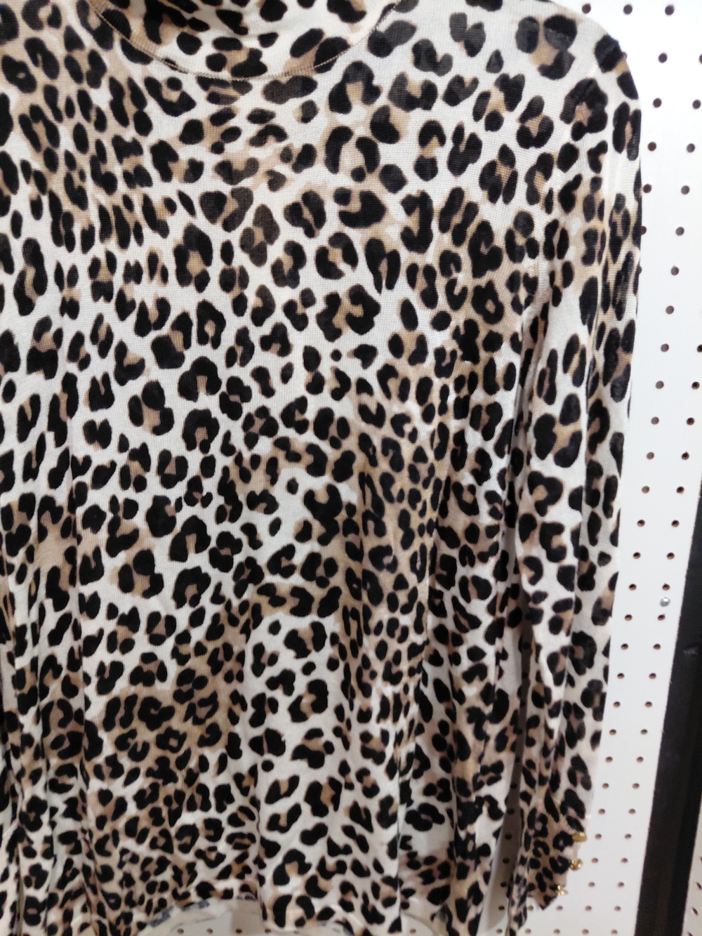 Leopard Print Cowl Neck Long Sleeve Sweater - Beige/Black - Picture 3 of 5
